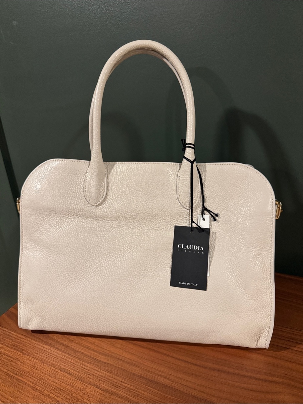 Claudia Firenze Cream Leather Satchel